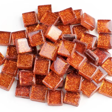 10mm darker orange glitter tiles