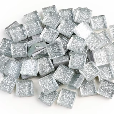 silver 10mm glitter tiles