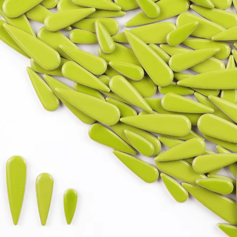 lime green ceramic teardrop shaped mosaic tiles