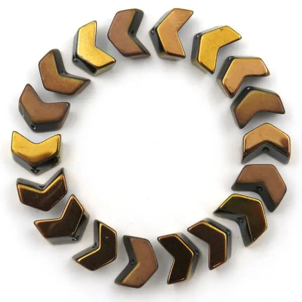 Electroplated Chevron Beads - Gold Meisha Mosaics