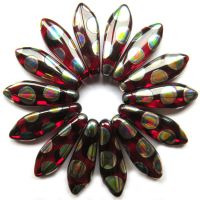 16mm Deep Red Transparent Spotted Daggers